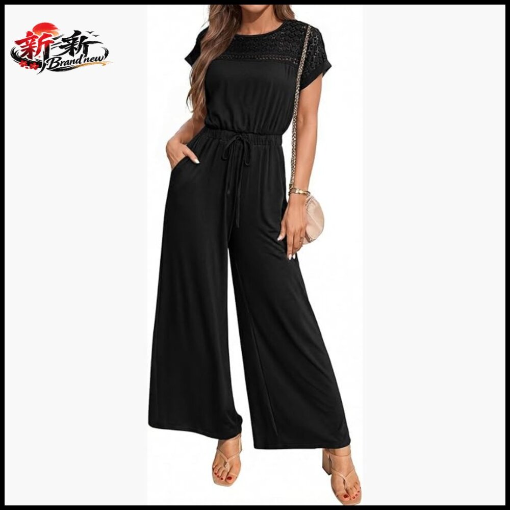 Polyester Viscose Elastane Jumpsuit with Crochet … - image 1